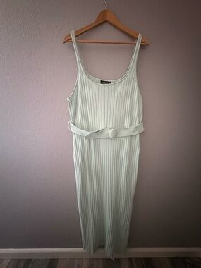 Eloquii Mint Ribbed Belted Maxi Dress